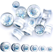 将图片加载到图库查看器,Clear Blue Acrylic Lotus Flower Saddle Plug Set