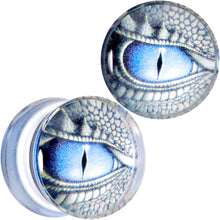 Load image into Gallery viewer, Clear Blue Acrylic Dragons Eye Saddle Plug Set