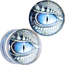 Load image into Gallery viewer, Clear Blue Acrylic Dragons Eye Saddle Plug Set