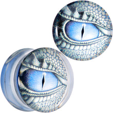 Load image into Gallery viewer, Clear Blue Acrylic Dragons Eye Saddle Plug Set