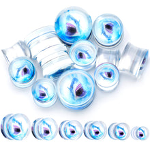 Load image into Gallery viewer, Blue Clear Red Acrylic Scary Shark Saddle Plug Set