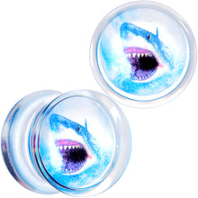 Load image into Gallery viewer, Blue Clear Red Acrylic Scary Shark Saddle Plug Set