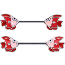 Load image into Gallery viewer, 14G 9/16 Brown Nautical Fish Barbell Nipple Ring Set