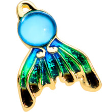 Load image into Gallery viewer, 16G 1/4 Gold Tone Blue Green Mermaid Tail Cartilage Tragus