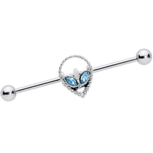 Load image into Gallery viewer, 14G Aqua Gem Hollow Alien Industrial Barbell 38mm