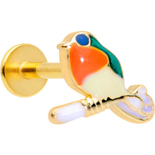 Load image into Gallery viewer, 16G 5/16 Green Gem Gold Tone Perched Bird Labret Monroe Tragus