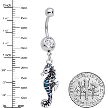 将图片加载到图库查看器,Clear Gem Nautical Seahorse Dangle Belly Ring