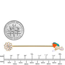 Load image into Gallery viewer, 14G Green Gem Gold Tone Perch Bird Industrial Barbell 38mm