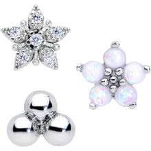 Load image into Gallery viewer, 16G 5/16 CZ Gem White Faux Opal Bioplast Labret Tragus Set of 3