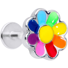 Load image into Gallery viewer, 16G 1/4 Rainbow Hippie Flower Labret Monroe Tragus