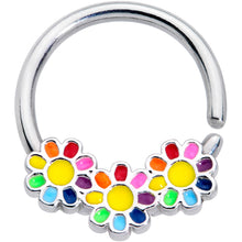 将图片加载到图库查看器,16G 3/8 Rainbow Hippie Flower Septum Ring
