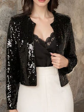 Load image into Gallery viewer, Elegant Women Full-Size Sequin Open Front Cropped Jacket With Glamorous Sparkle Luxury Women Party Jacket