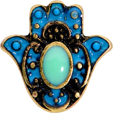 Load image into Gallery viewer, 16G 1/4 Gold Tone Aqua Ornate Hamsa Hand Cartilage Tragus