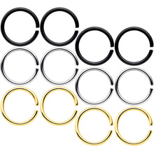 将图片加载到图库查看器,18G 5/16 Black Gold Tone Anodized Seamless Circular Ring Set of 12