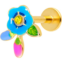 Load image into Gallery viewer, 16G 5/16 Yellow Gem Gold Tone Neon Flower Labret Monroe Tragus