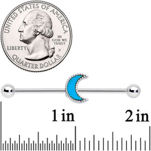 Load image into Gallery viewer, 14G Faux Turquoise Crescent Moon Industrial Barbell 38mm