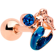 Load image into Gallery viewer, 16G 1/4 Aqua Gem Rose Gold Tone Mermaid Cartilage Tragus
