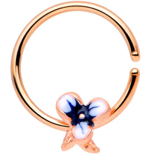 Load image into Gallery viewer, 18G 3/8 Rose Gold Tone Tropical Flower Closure Ring