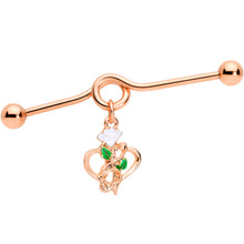 将图片加载到图库查看器,14G Rose Gold Tone Heart Flower Music Dangle Project Bar 38mm