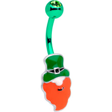 Load image into Gallery viewer, Clear Gem Green Leprechaun Saint Patricks Day Belly Ring Set of 2
