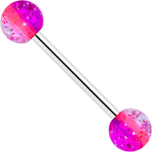 Load image into Gallery viewer, Pink Purple UV Glow Acrylic Ball Barbell Tongue Ring