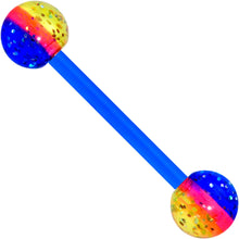 Load image into Gallery viewer, Orange Yellow Blue UV Glow Flexible Acrylic Barbell Tongue Ring