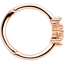 Load image into Gallery viewer, 16G 3/8 Clear CZ Gem Rose Gold Tone Flower Hinged Segment Ring