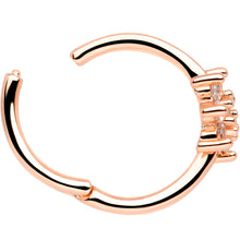 Load image into Gallery viewer, 16G 3/8 Clear CZ Gem Rose Gold Tone Flower Hinged Segment Ring