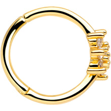 将图片加载到图库查看器,16G 3/8 Clear CZ Gem Gold Tone Flower Hinged Segment Ring