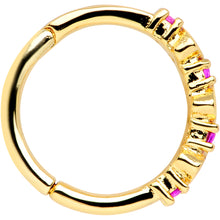Load image into Gallery viewer, 16G 3/8 Clear Red CZ Gem Gold Tone Hearts Hinged Segment Ring