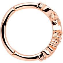 Load image into Gallery viewer, 16G 3/8 Clear CZ Gem Rose Gold Tone Tears Hearts Hinged Segment Ring