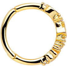 将图片加载到图库查看器,16G 3/8 Clear CZ Gem Gold Tone Tears Hearts Hinged Segment Ring