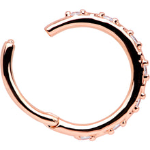 将图片加载到图库查看器,16G 3/8 Clear CZ Gem Rose Gold Tone Subtle Hinged Segment Ring