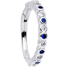 Load image into Gallery viewer, 16G 3/8 Clear Blue CZ Gem Classic Circles Hinged Segment Ring