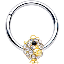 Load image into Gallery viewer, 16G 3/8 Clear Black Gem Little Chick Septum Ring
