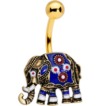 Load image into Gallery viewer, Gold Tone Rococo Elephant Belly Ring