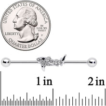 Load image into Gallery viewer, 14G Clear Black Gem Shark Industrial Barbell 38mm