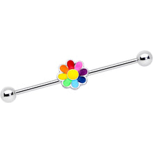 Load image into Gallery viewer, 14G Rainbow Hippie Flower Industrial Barbell 38mm