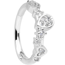 将图片加载到图库查看器,16G 3/8 Clear CZ Gem Tears Hearts Hinged Segment Ring