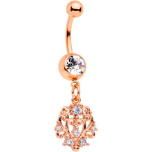 将图片加载到图库查看器,Clear CZ Gem Rose Gold Tone Elegant Abstract Dangle Belly Ring