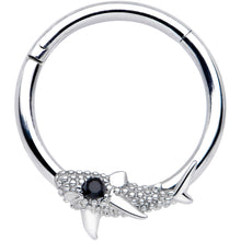 将图片加载到图库查看器,16G 3/8 Clear Black Gem Shark Septum Ring
