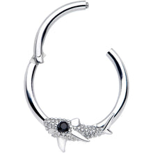 将图片加载到图库查看器,16G 3/8 Clear Black Gem Shark Septum Ring
