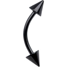 Load image into Gallery viewer, 16G 3/8 Black Anodized Cone End Curved Eyebrow Ring