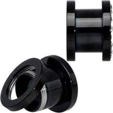 Load image into Gallery viewer, 00G Clear Gem Black Anodized Screw Fit Tunnel Plug Set
