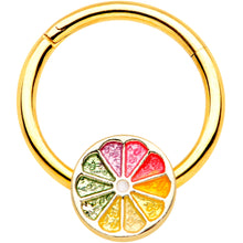 将图片加载到图库查看器,16G 3/8 Gold Tone Rainbow Grapefruit Septum Ring