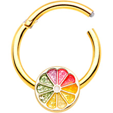 将图片加载到图库查看器,16G 3/8 Gold Tone Rainbow Grapefruit Septum Ring