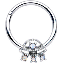 Load image into Gallery viewer, 16G 3/8 White Faux Opal UFO Septum Ring