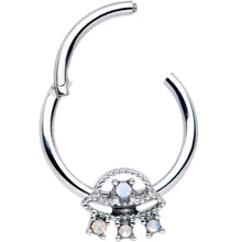 Load image into Gallery viewer, 16G 3/8 White Faux Opal UFO Septum Ring