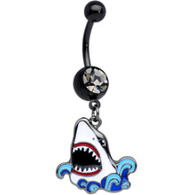 将图片加载到图库查看器,Clear Gem Black Shark Bite Dangle Belly Ring