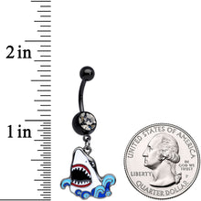 将图片加载到图库查看器,Clear Gem Black Shark Bite Dangle Belly Ring